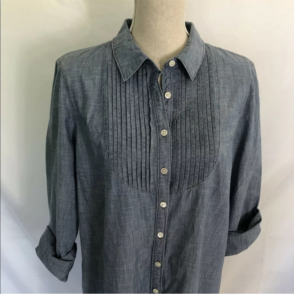Lands End Blue Jean Denim Shirt Dress Light Wash - Picture 2 of 5